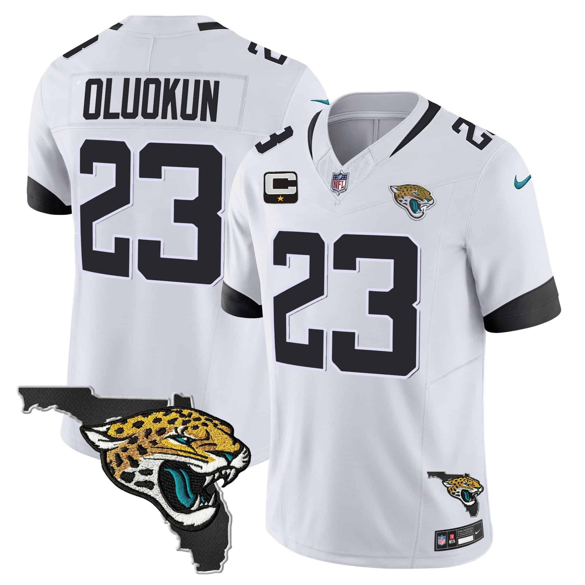 Men Jacksonville Jaguars #23 Oluokun White 2024 Nike Florida Patch Vapor NFL Jersey